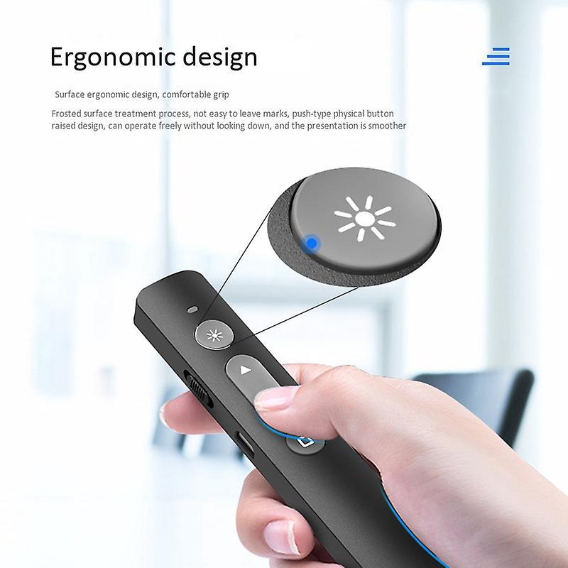 Rechargable Wireless Presenter Rf 2.4ghz Usb Black Powerpoint Ppt