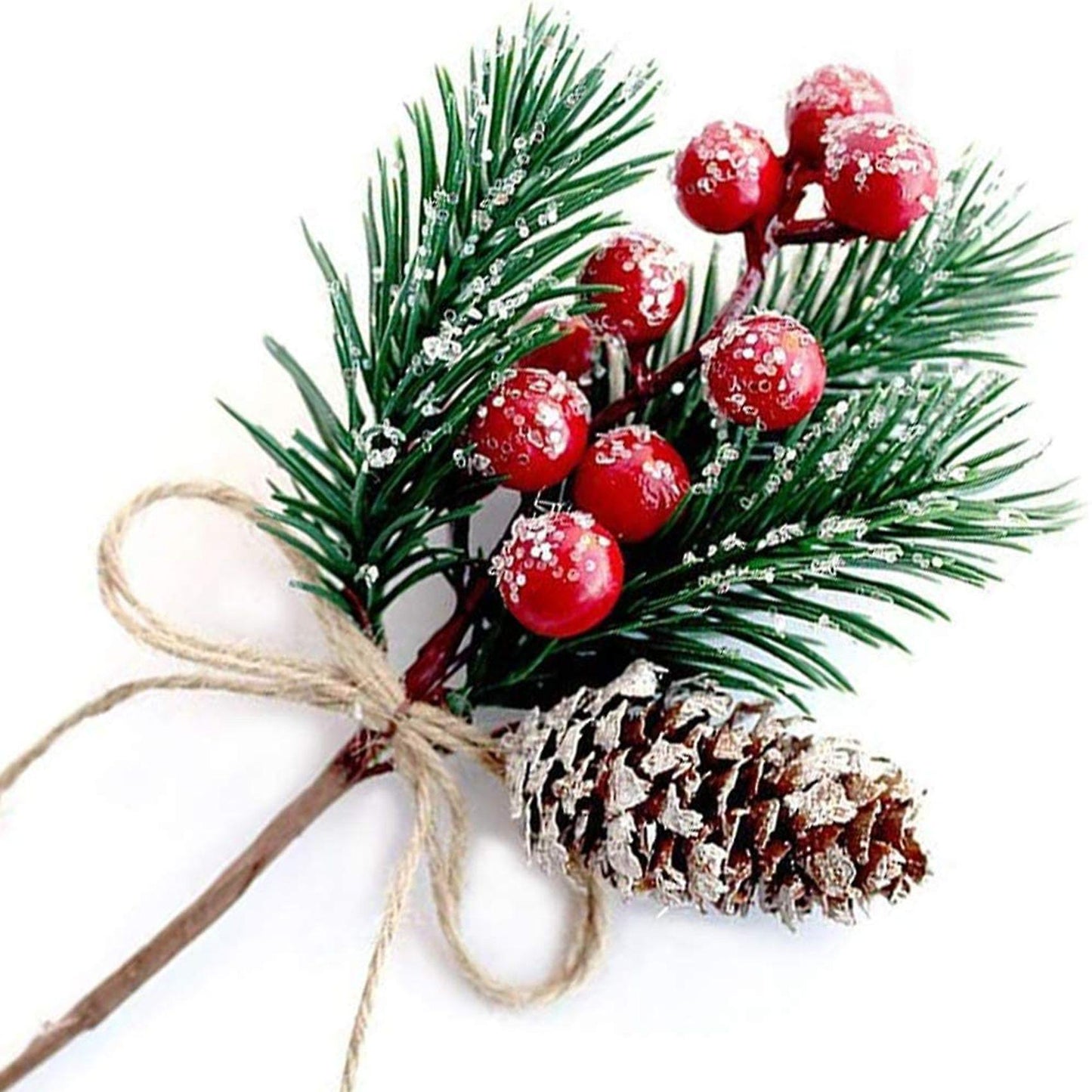 Christmas Berries Decor 8 Pcs Artificial Pine Cones Branch Craft