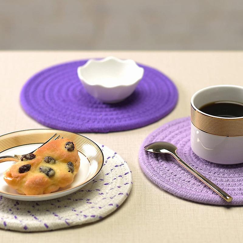 Potholders Trivets Set Thread Weave Coasters,for Baking Purple Series