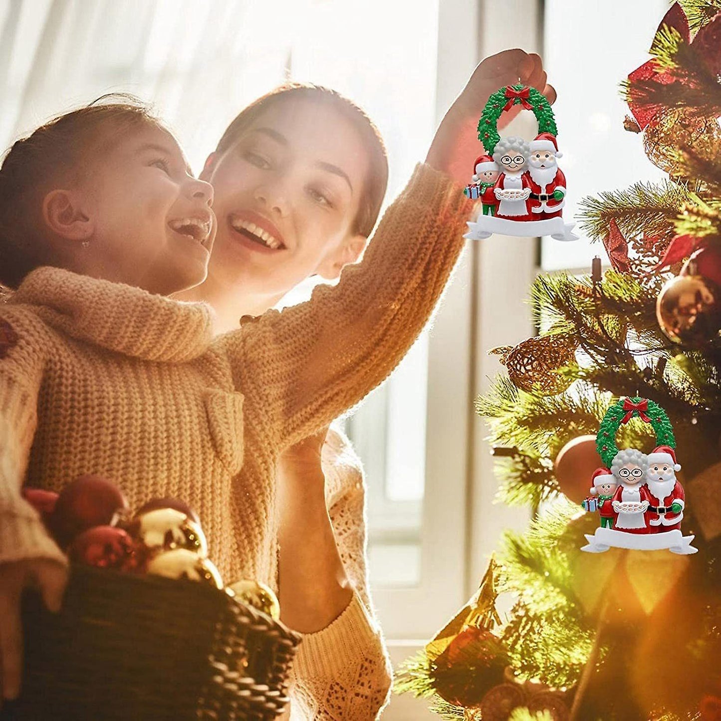 Santa Claus Family Of 3, Christmas Tree Ornament - Santa Winter Gift