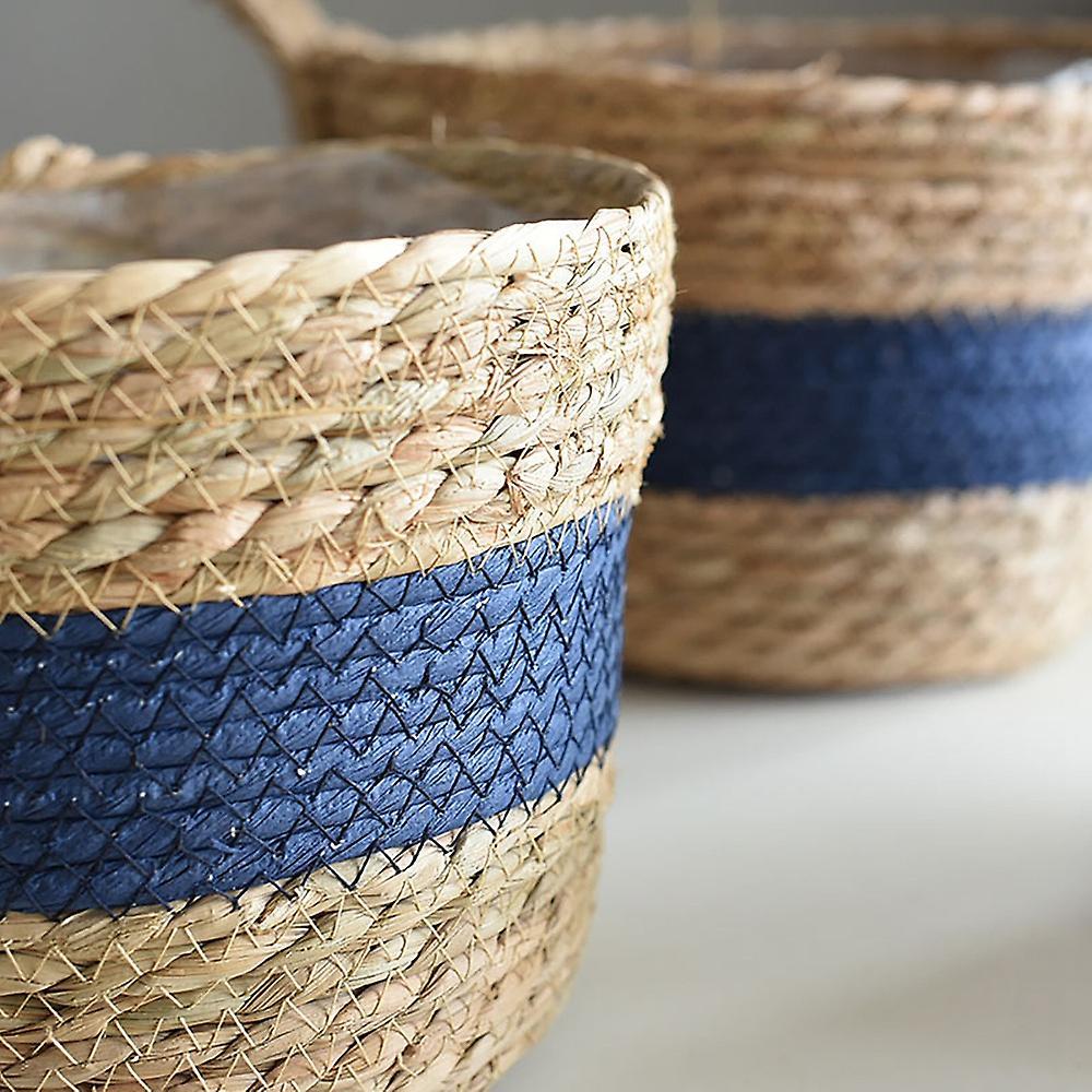 Seagrass Planter Woven Flower Pot Basket with Waterproof Liner,small