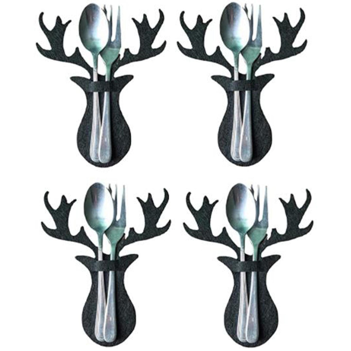 Set Of 4 Christmas Cutlery Bags for Christmas Party Decorations