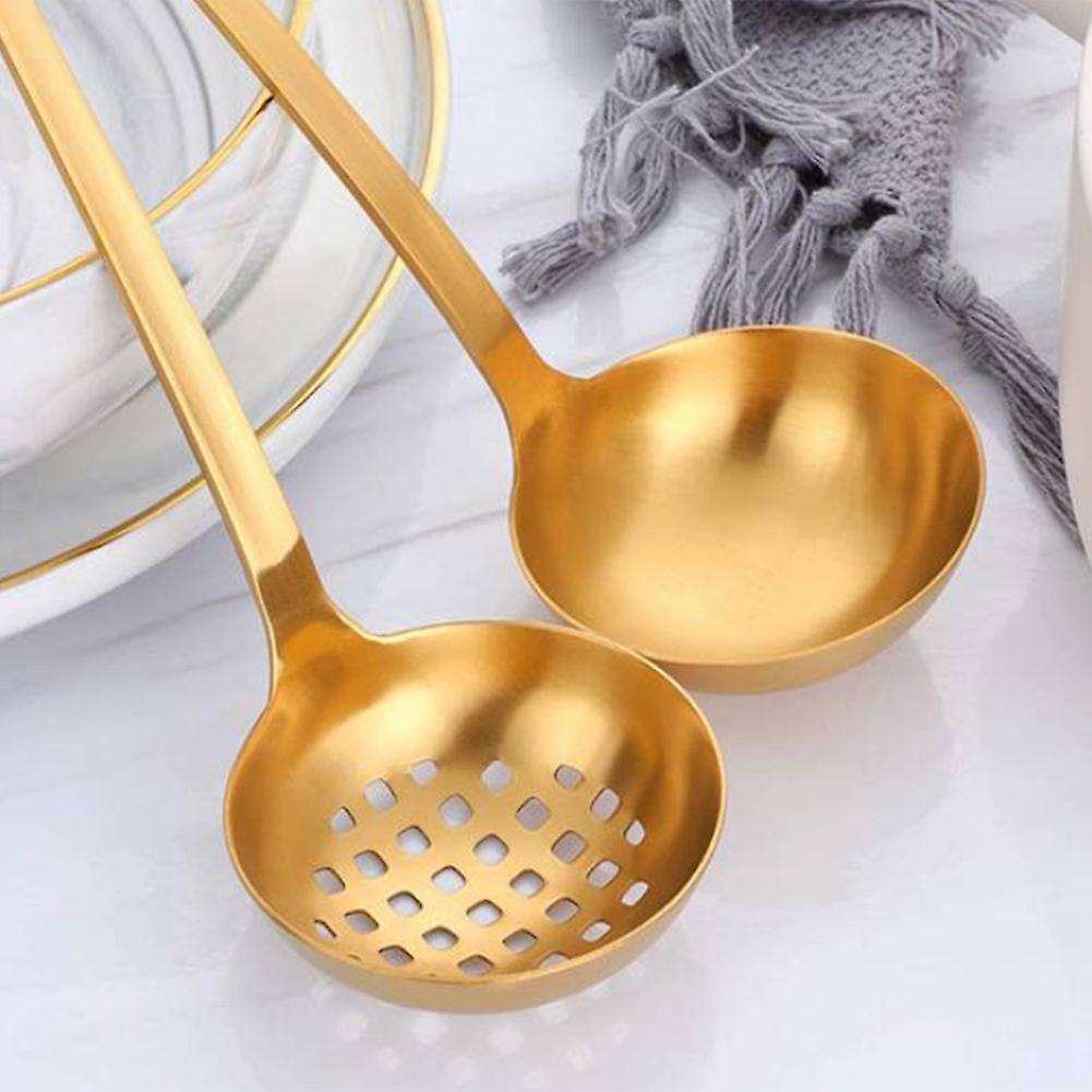 Gold Soup Ladle Colander Set,stainless Steel Spoon,for Cooking(2 Pcs)