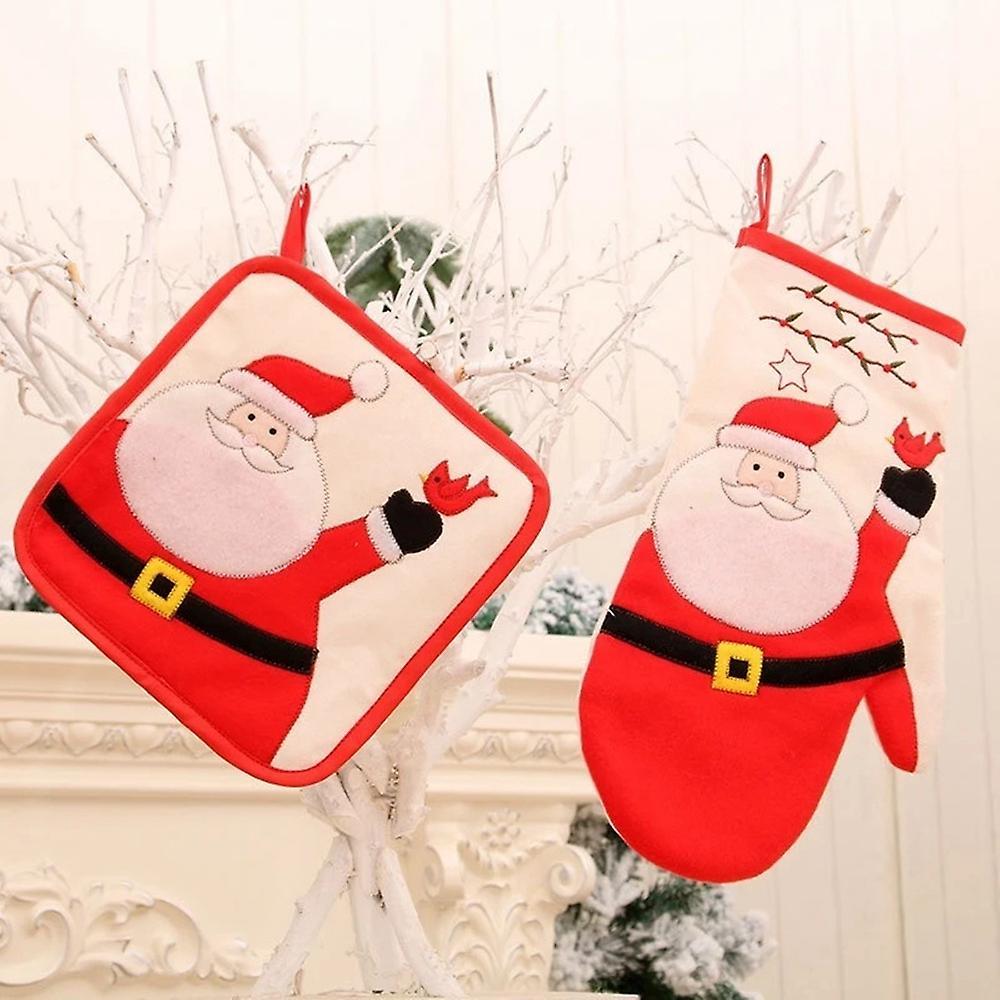 Christmas Placemats Oven Mitts Kitchen Microwave Mat Baking Tool
