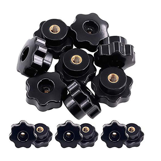 15pcs M6 Star Knob Clamping Handle Nut Through Hole Set Brass Female