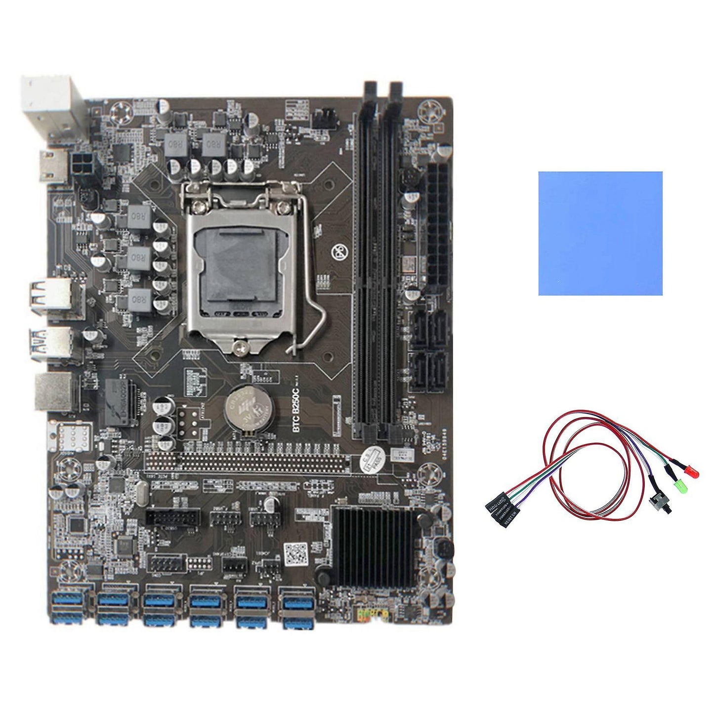 B250c Miner Motherboard+switch Cable with Light+thermal Pad