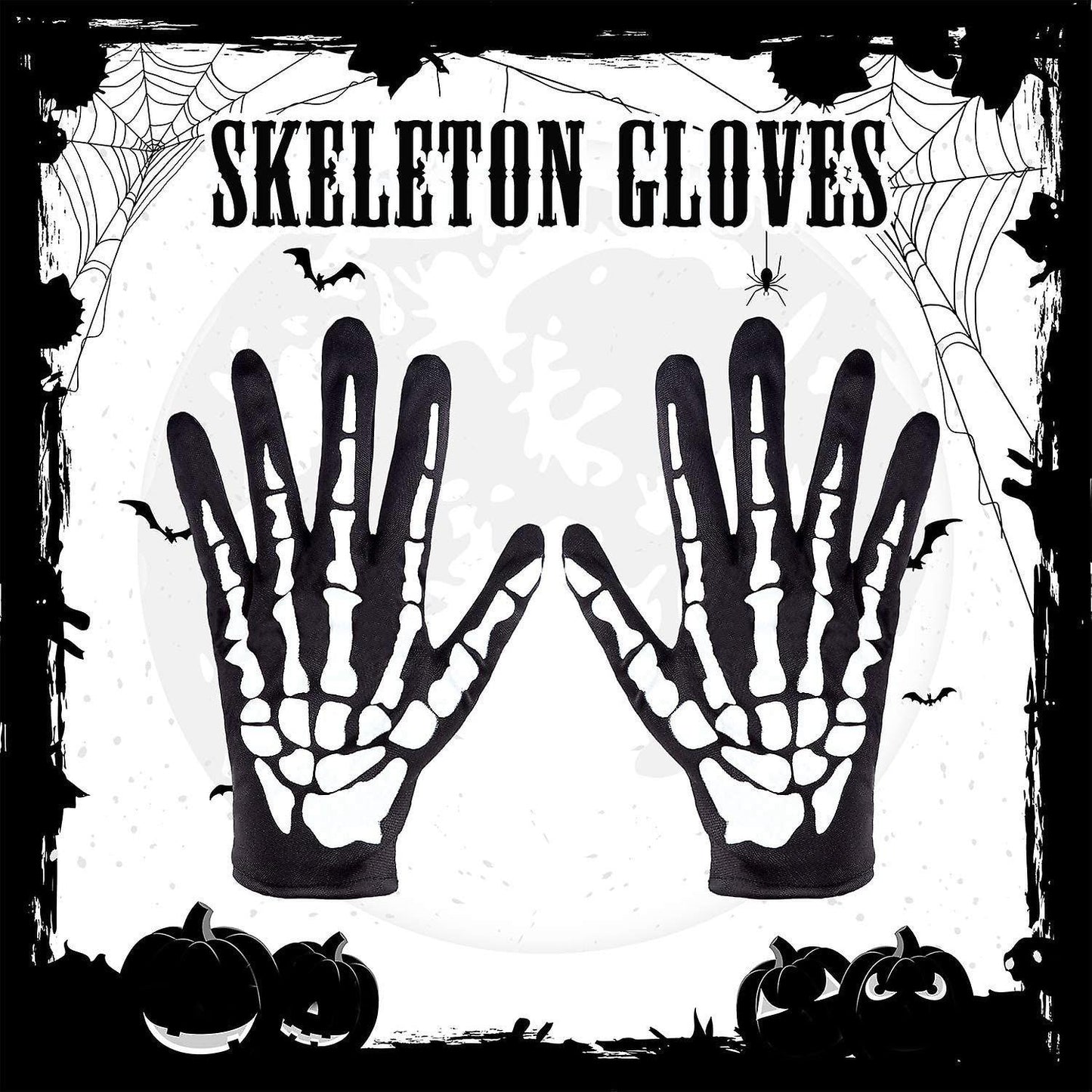 2 Pairs Halloween Skeleton Gloves with Skeleton Arm Sleeve Gloves