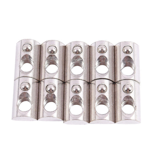 10x M8 Female Thread Roll-in Ball Spring T Slot Nut Silver