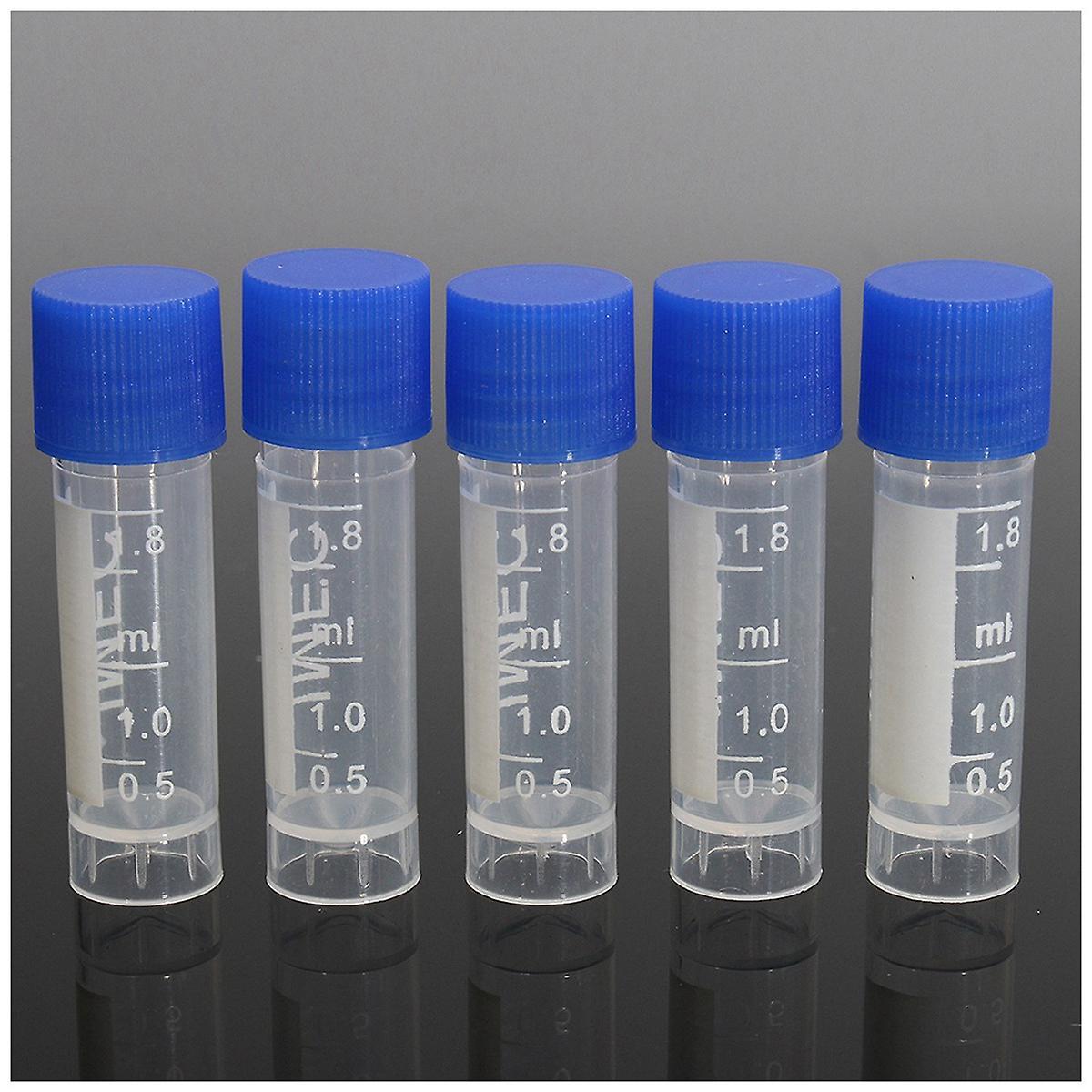 50x Plastic Graduated Cryovial Test Tube Sample Pipe with Seal Cap