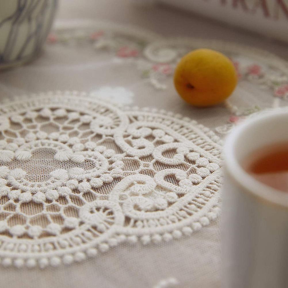 2pcs Orchid Lace Series Lace Embroidery Placemat,for Table Decoration