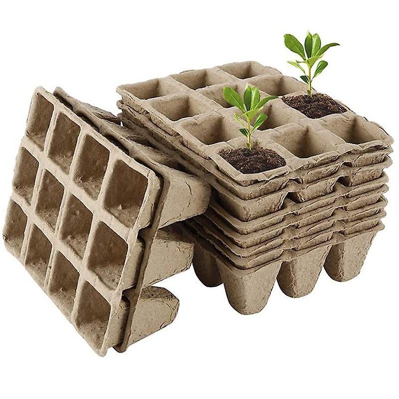 Seedling Tray 10 Square Peat Pots Plant Nursery Biodegradable Pots