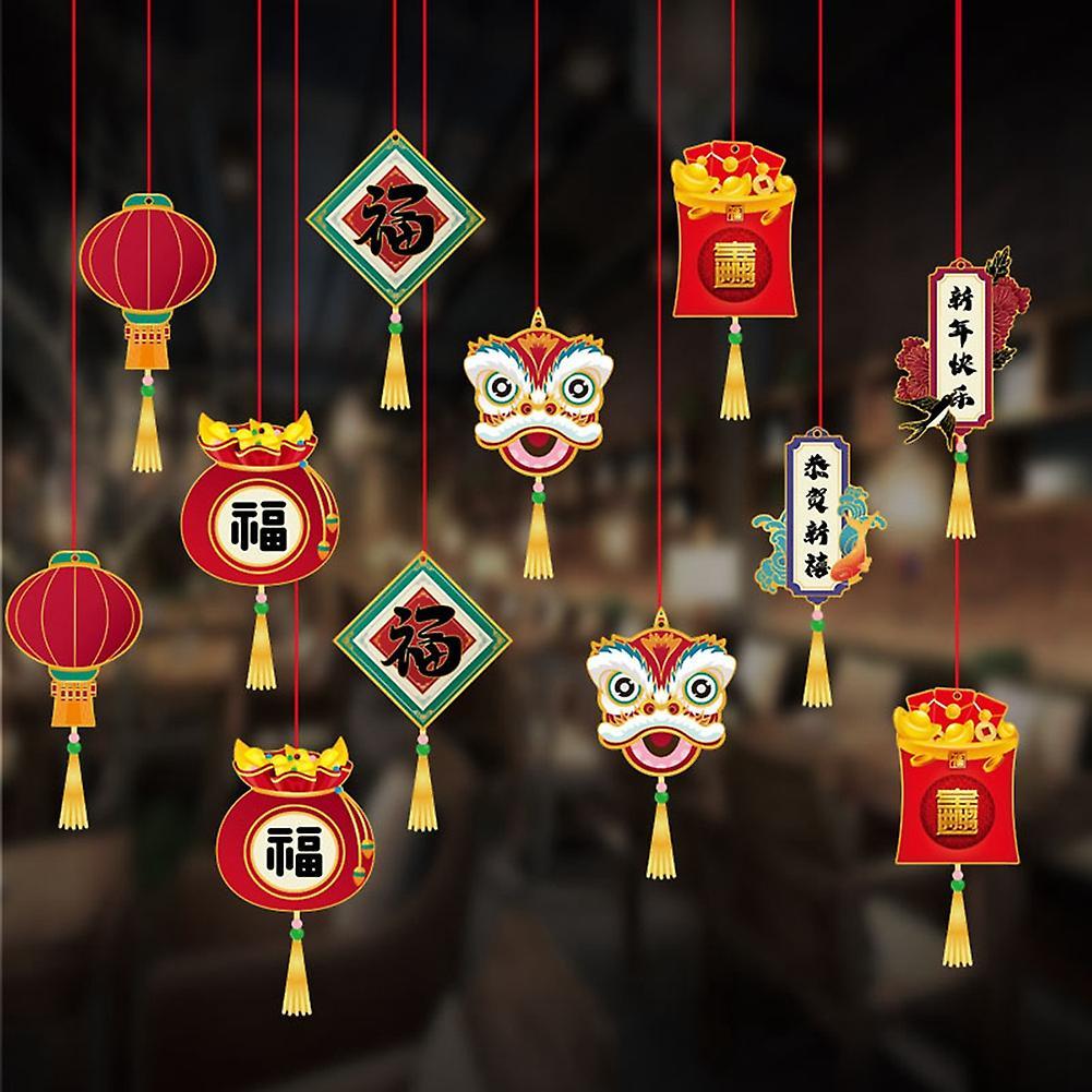 2022 Tiger 12pcs/pack New Year Decor Chinese Knot Hanging Ornaments,a