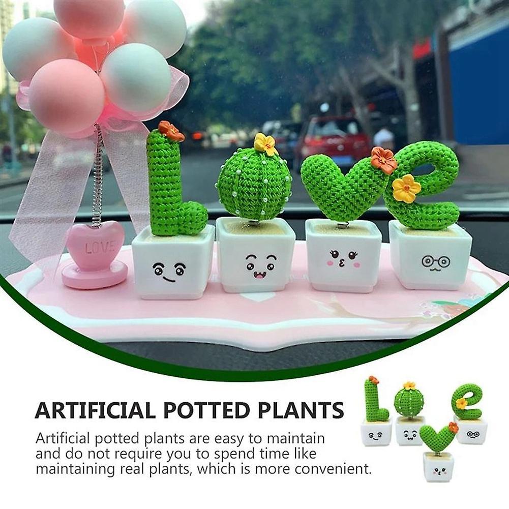 4pcs Creative Simulation Cactus Shaped Adornments Decorative(green)