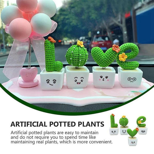 4pcs Creative Simulation Cactus Shaped Adornments Decorative(green)
