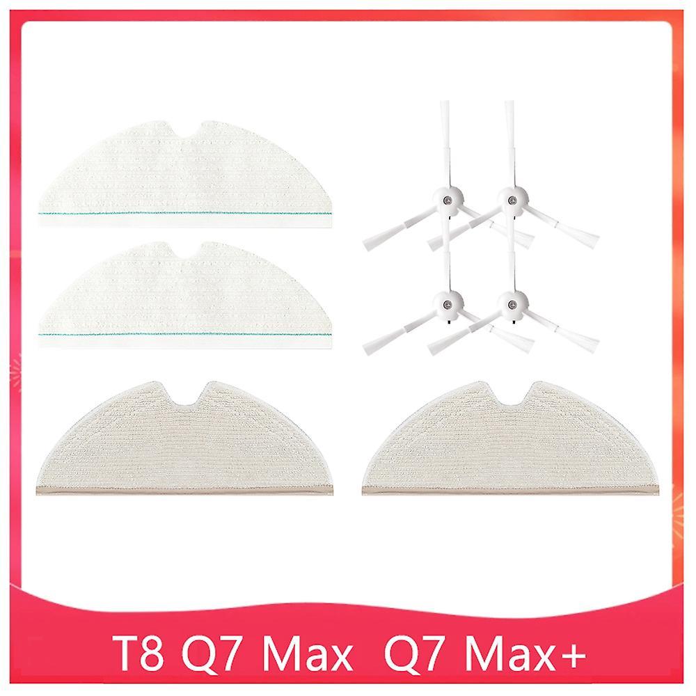 8pcs for Roborock T8/ Q7 Max / Max+ Washable Mop Cloth Side Brush