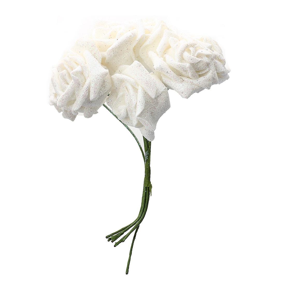 14 Foam Rose Artificial Flower Bridal Bouquet Silver