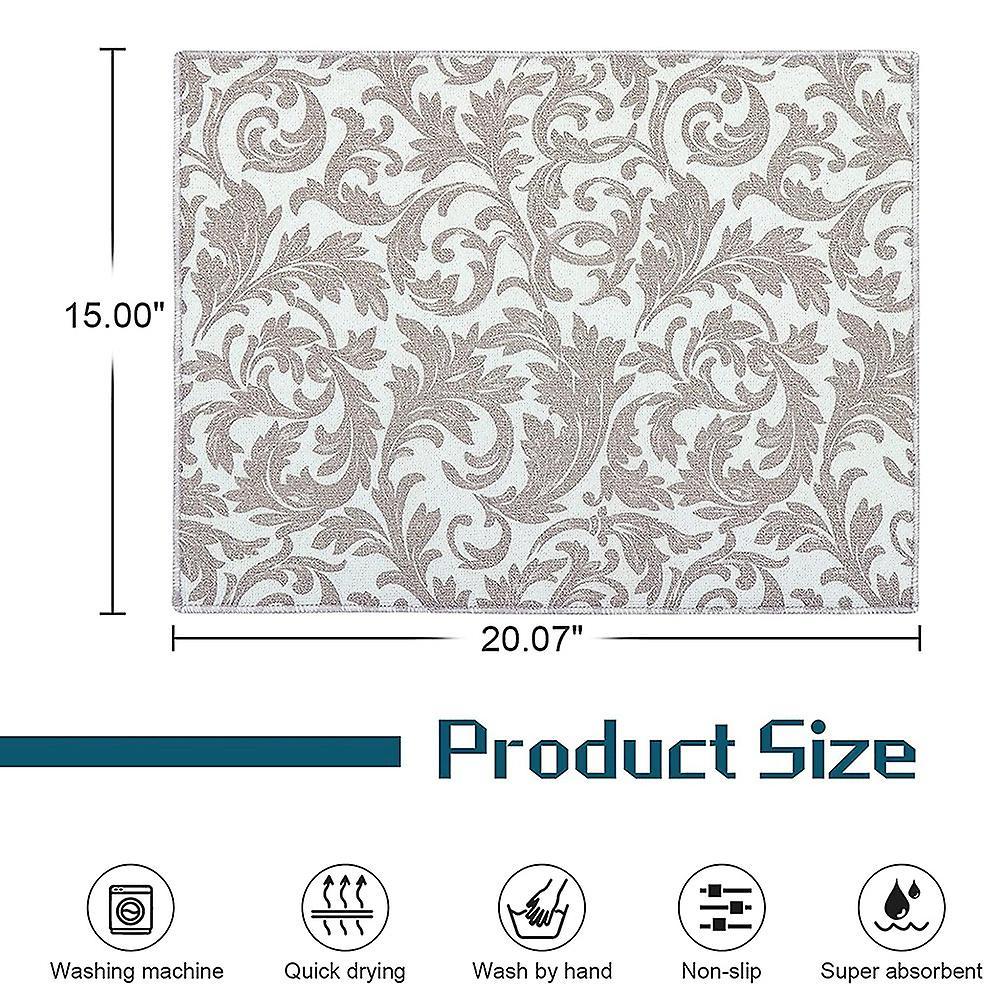 Washable Dish Drying Mats for Kitchen Counter Large (grey Vine)