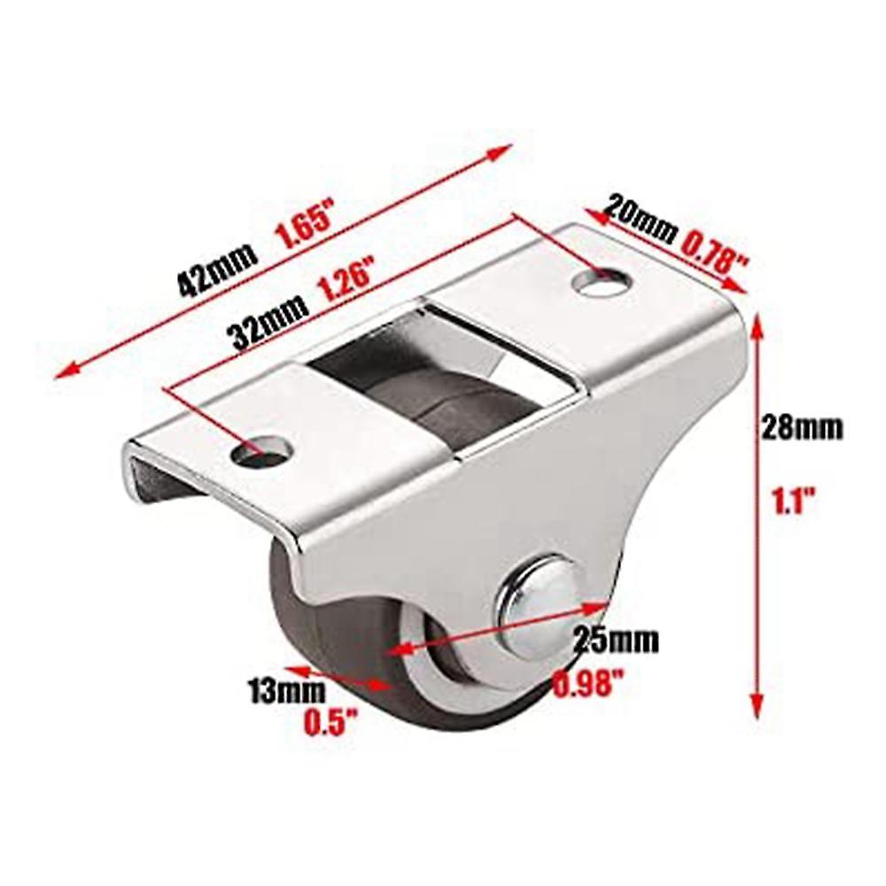 4 Pcs Mini Casters Furniture Casters 25mm Fixed Casters for Furniture