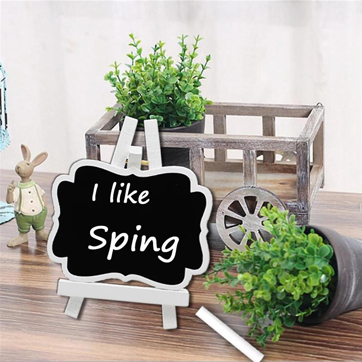10pcs Wooden Clover Easel Blackboard Hollowed Carvings Ornaments