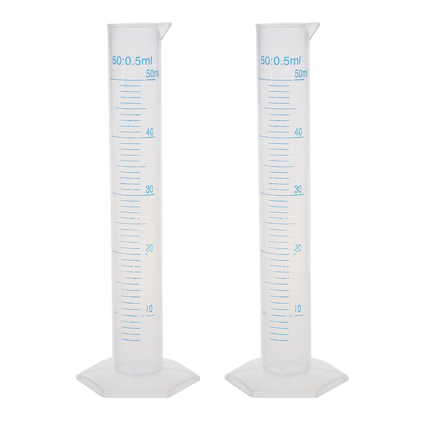 2x Height Of 17cm Graduated Cylinder 50ml Plastic