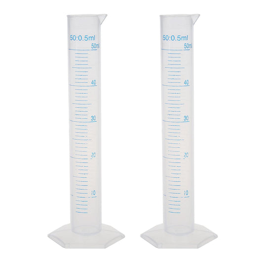2x Height Of 17cm Graduated Cylinder 50ml Plastic