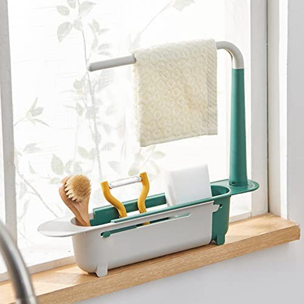 Telescopic Sink Storage Rack,drying Holder Stand for Kitchen Blue