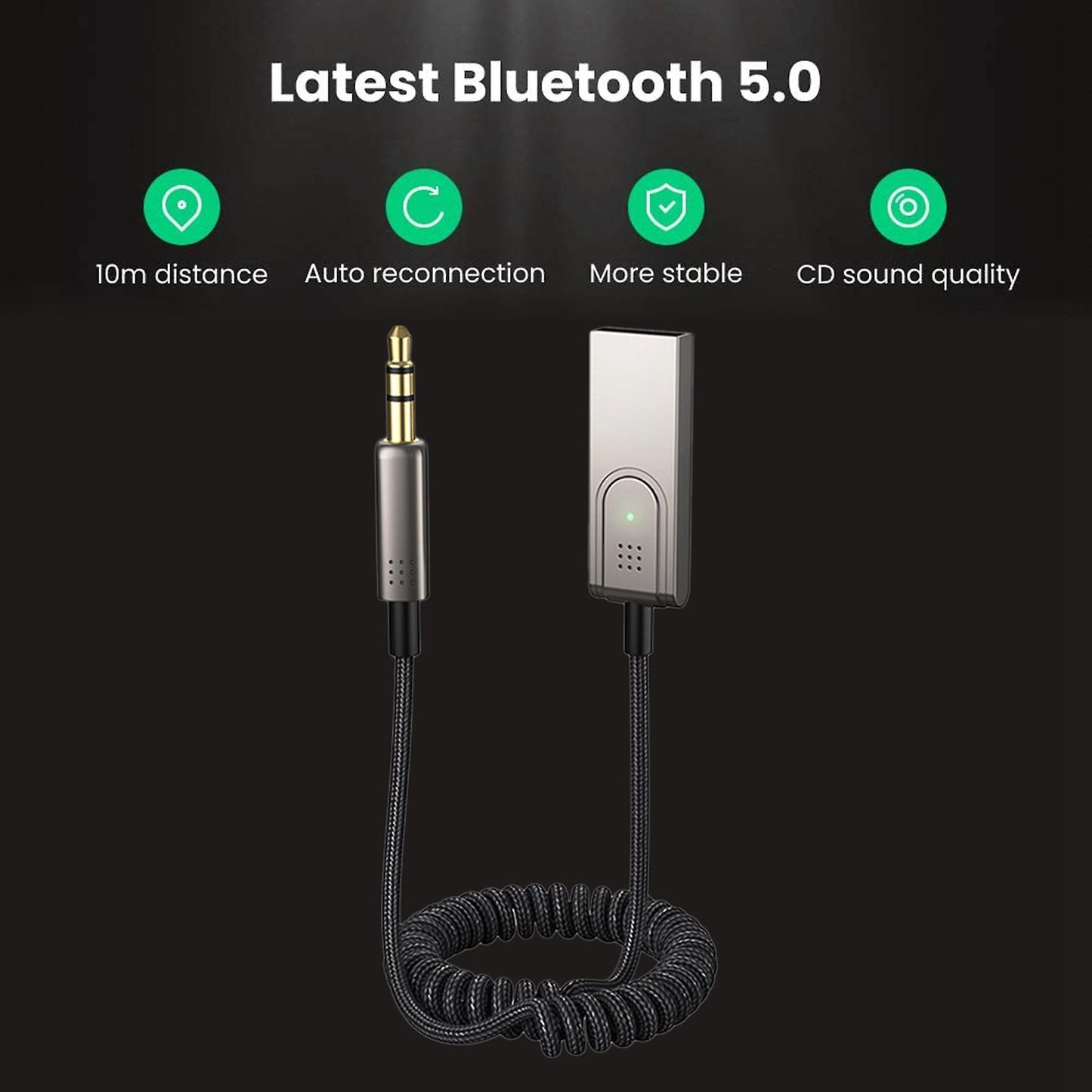 Wireless Car Bluetooth Receiver Usb to 3.5mm for Car Speakers