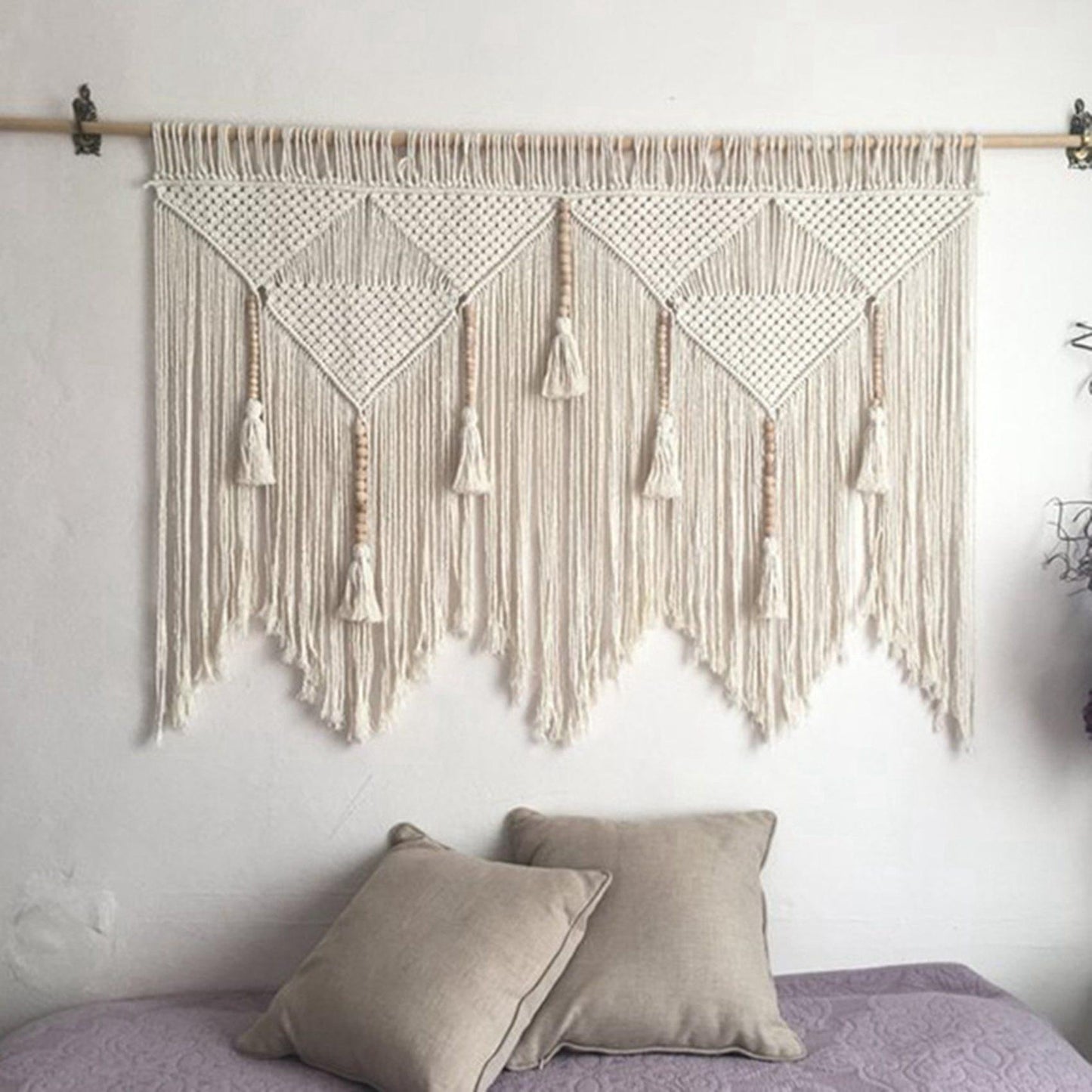 Macrame Wall Hanging Woven Bohemian Cotton Rope Decor Gray