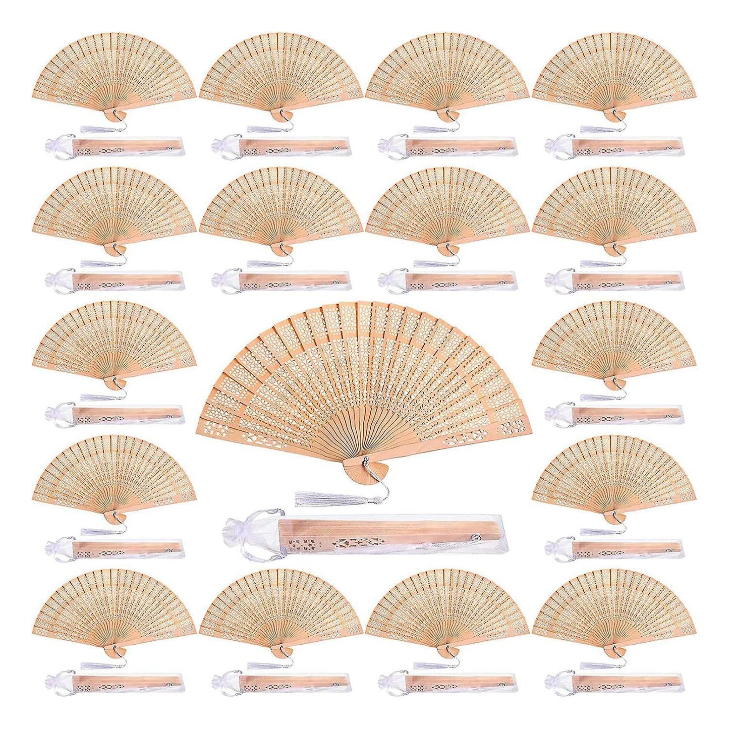 60 Pieces Wooden Fans Hand Held Folding Fans Vintage Chinese Fans