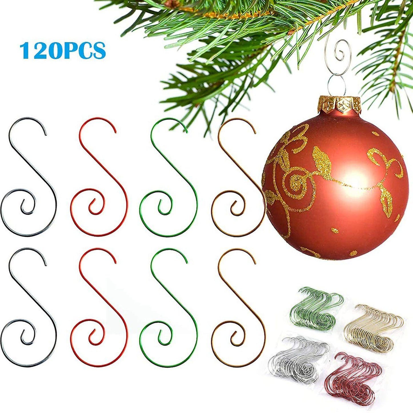Christmas Ornament Hooks,s-shaped Stainless Steel Tree Hangers(mix)