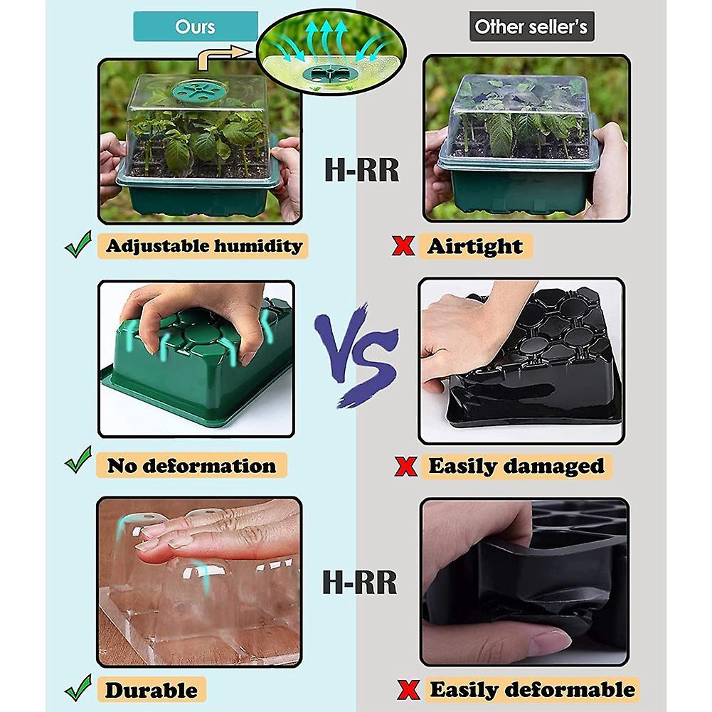 10 Pcs Seed Starter Tray,adjustable 120cell Seed Kit with Drain Hole