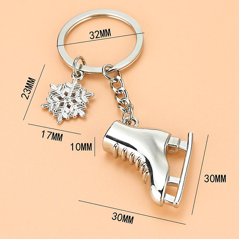 5 Pack Ice Skates Snowflake Keychain Gift for Winter Gift