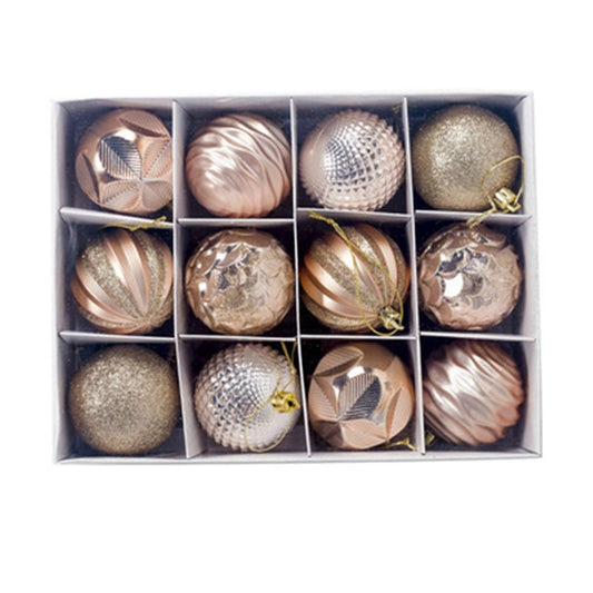 12pcs Boxed Christmas Ball Glitter Baubles Balls Ornament Pendant C