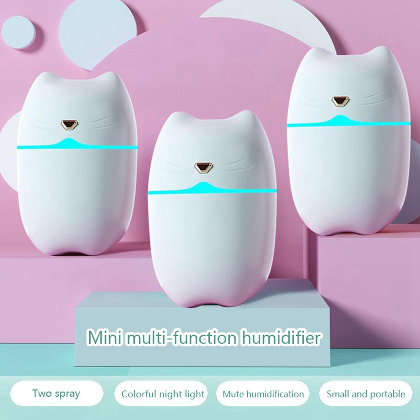 Humidifier 250ml Cold Fog Humidifier with Colorful Atmosphere Light