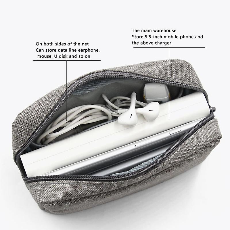 Boona Portable Travel Storage Bag for Laptop Power Adapter Gray