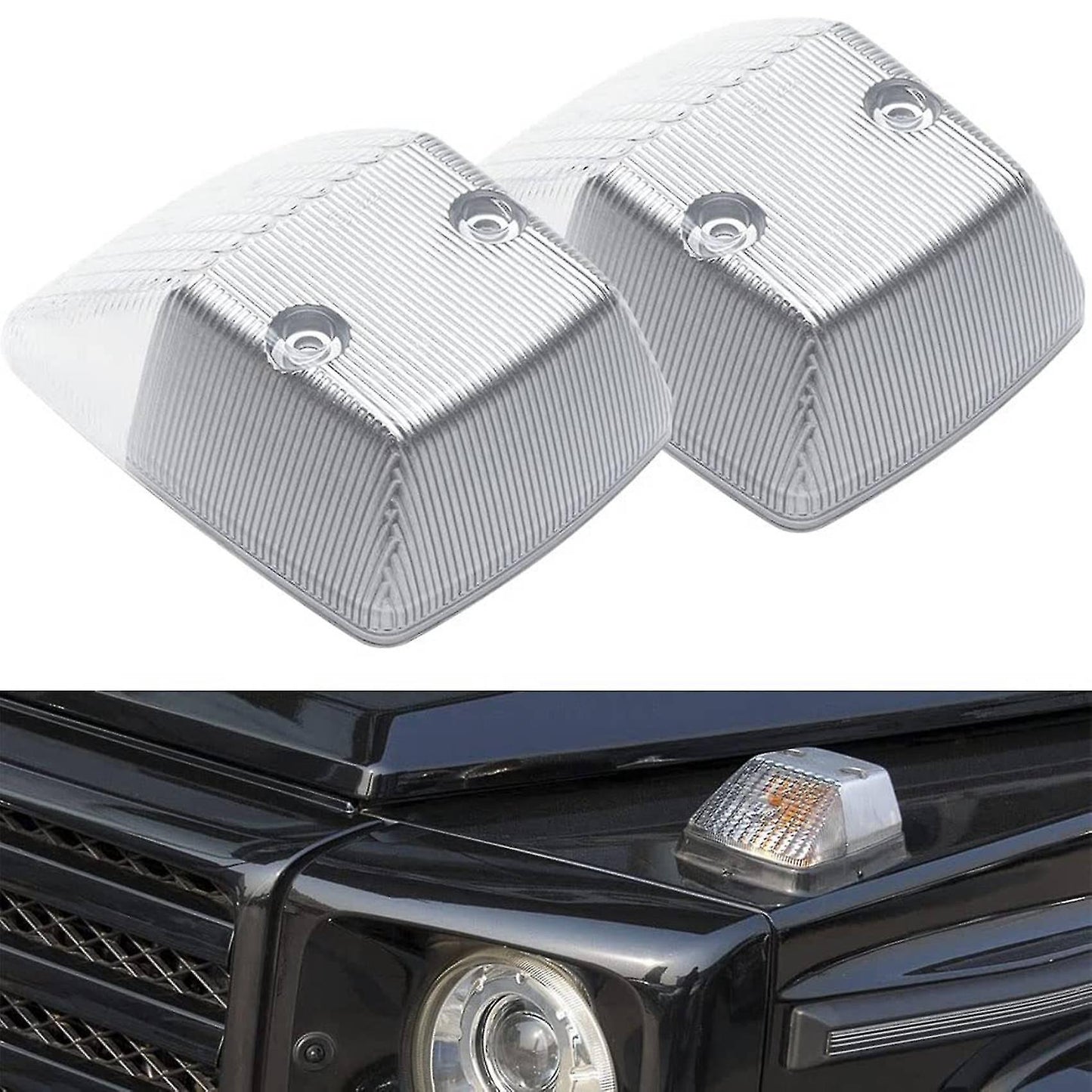 2pcs Car Turn Signal Corner Lamp Lenses Cover for Mercedes Benz