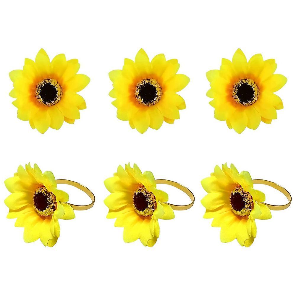 Sunflower Napkin Rings Set Of 6, for Table Parties (yellow-sunflower)