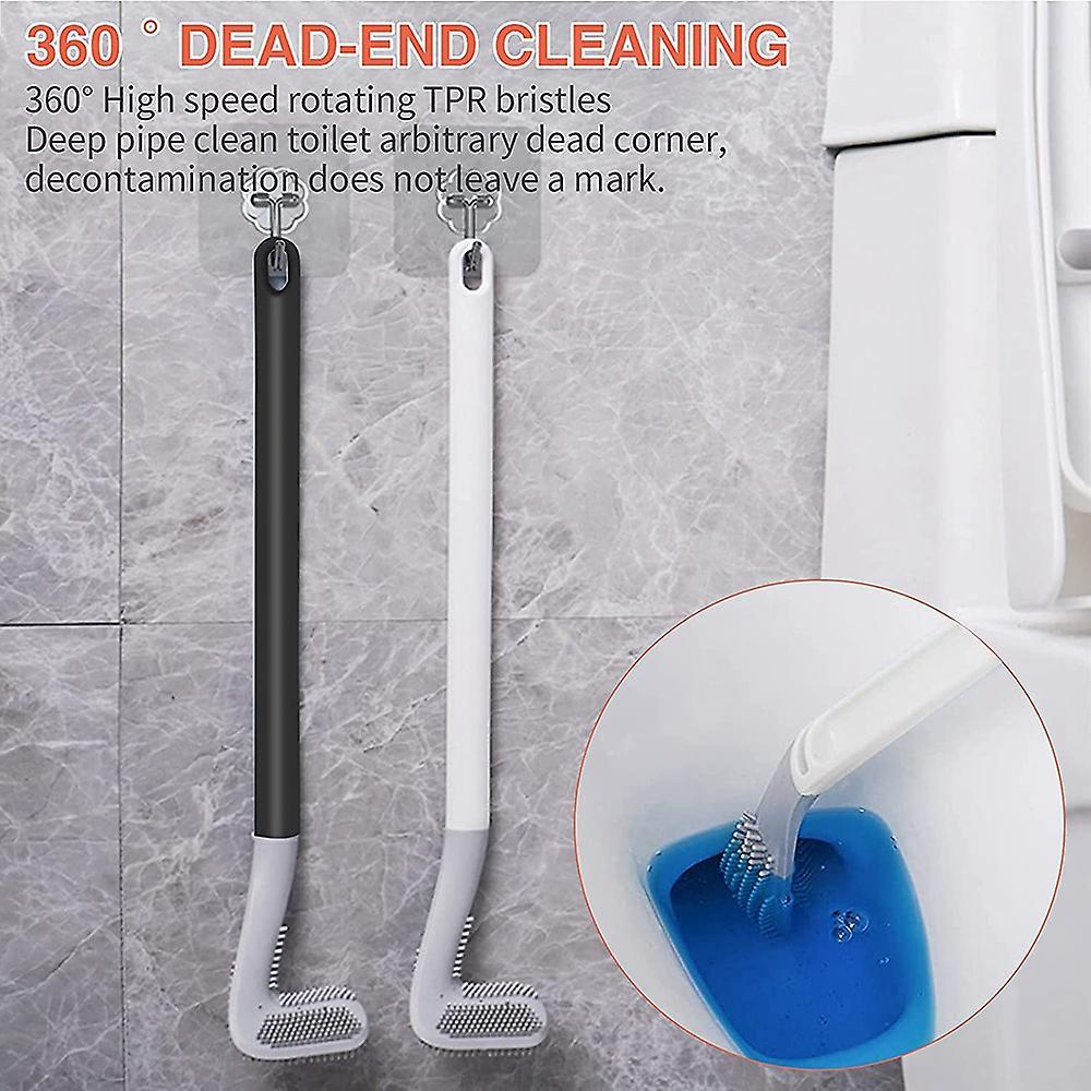 2 Pcs Toilet Brush No Dead Ends Household Toilet Cleaning Brush