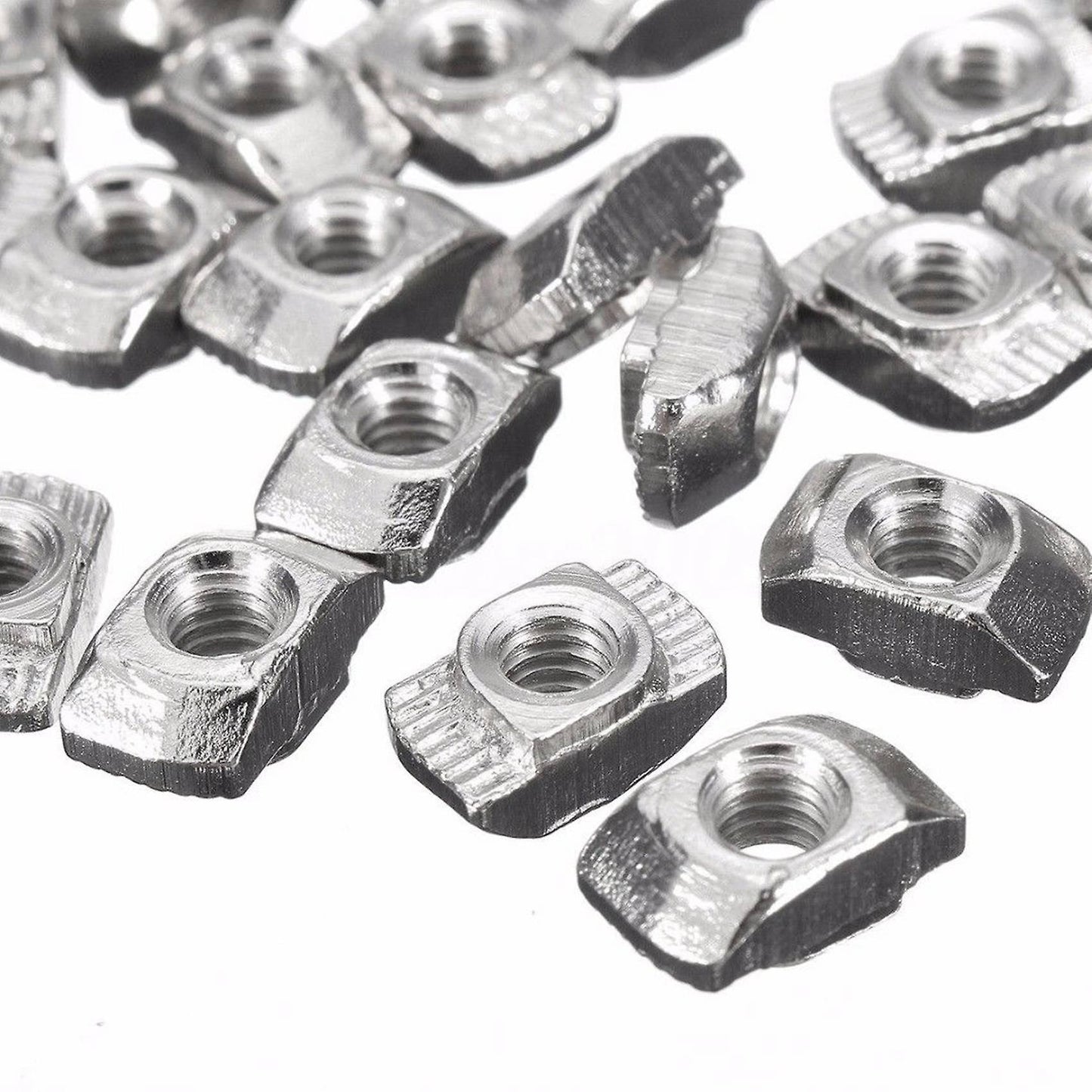 100pcs M4-20 T-nut Thread T Slot Hammer Head Drop In Nut Silver