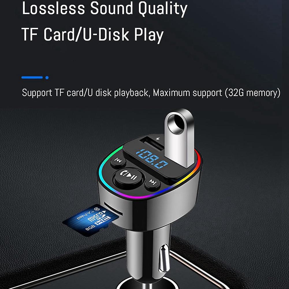 Car Bluetooth 5.0 Fm Transmitter Pd Type-c Dual Usb Charger Mp3 B