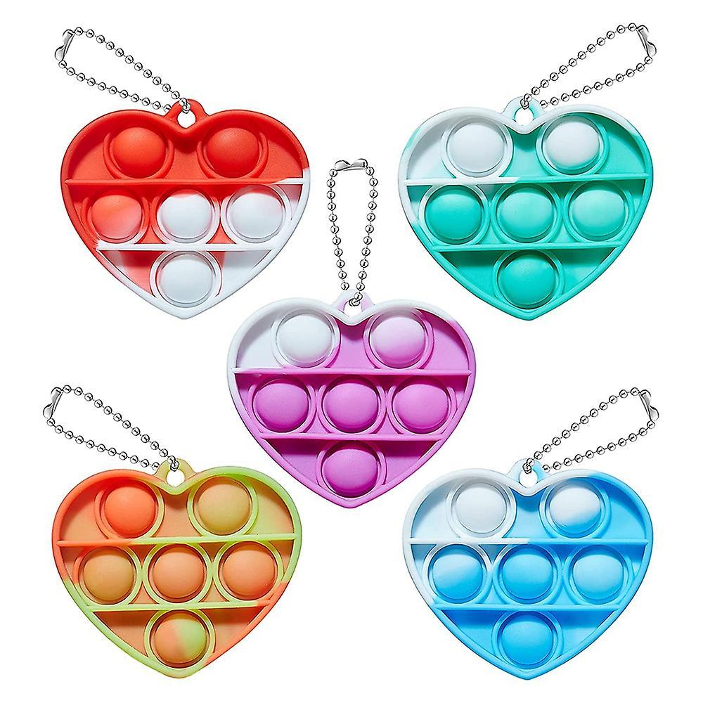 5 Pcs Mini Sensory Toy Heart Silicone Toy Decompression for Kids