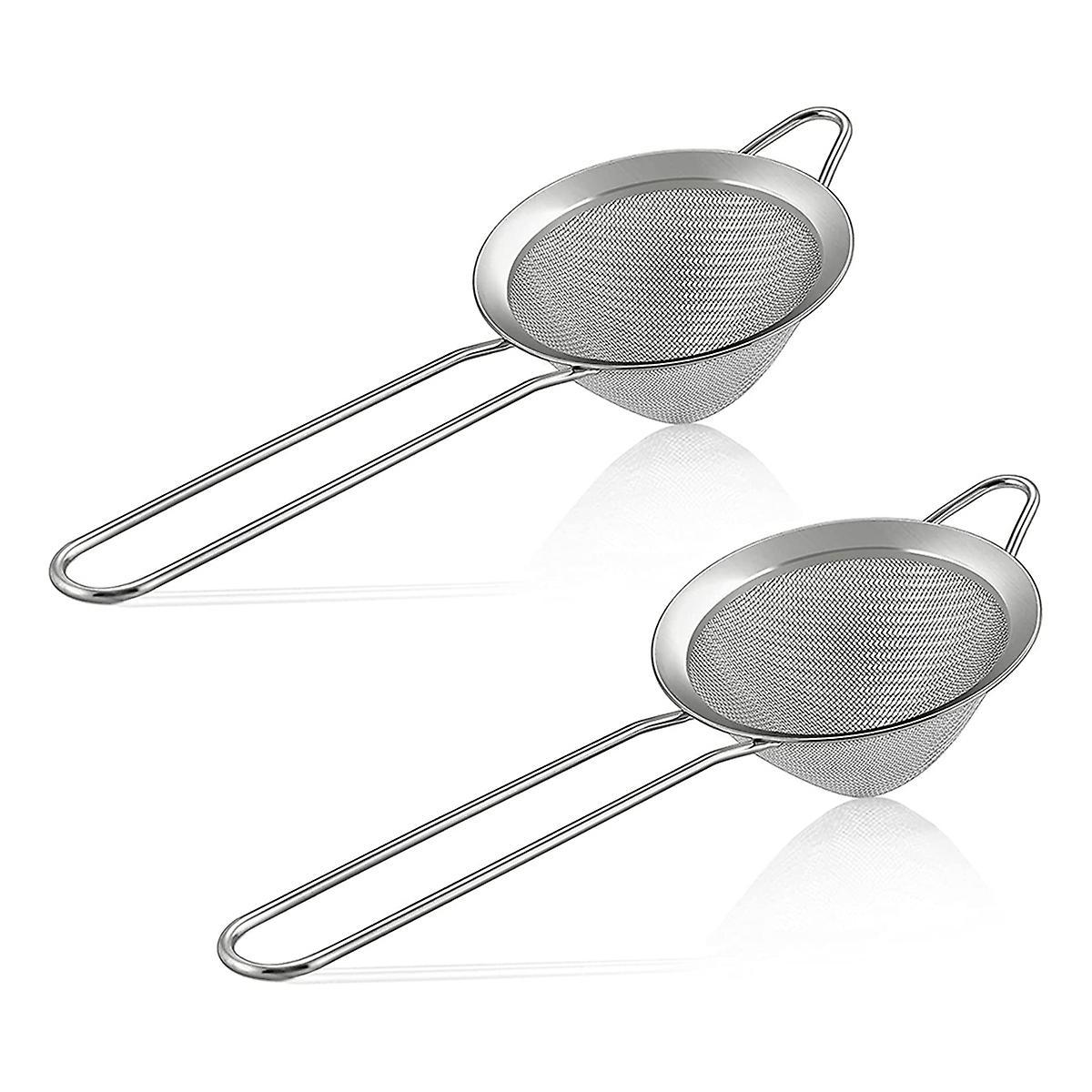 2-piece Stainless Steel Tea Strainer Small Cone-shaped Silver