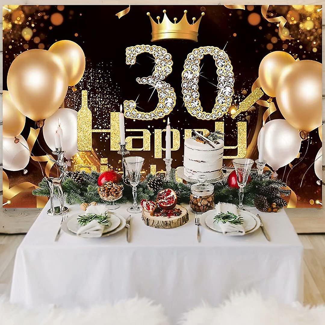 Black Gold Banner 30th Birthday Decoration Girl Birthday Background