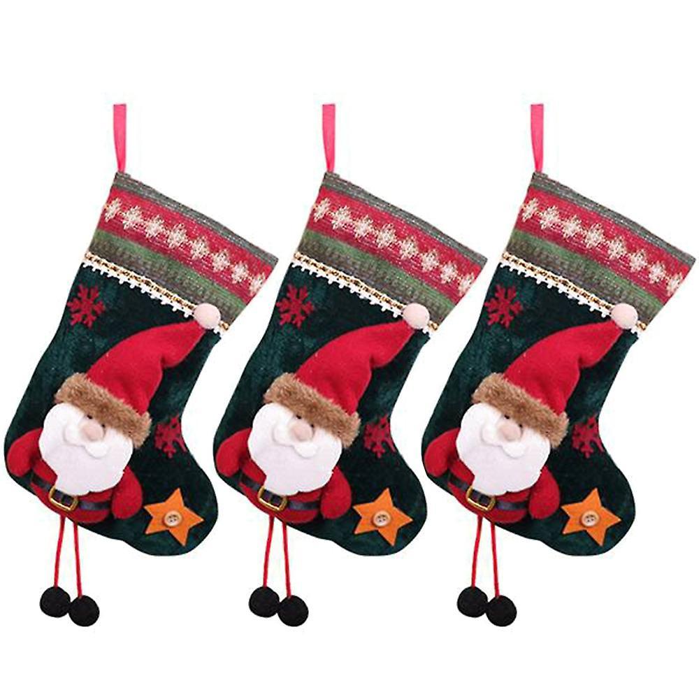 3 Pack Christmas Stockings for Xmas Holiday Party Decoration, A