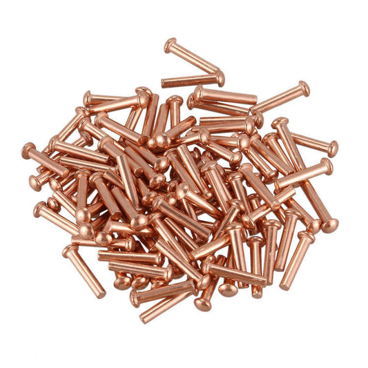 100 Pcs 5/64inch X 25/64inch Round Head Copper Solid Rivets Fasteners