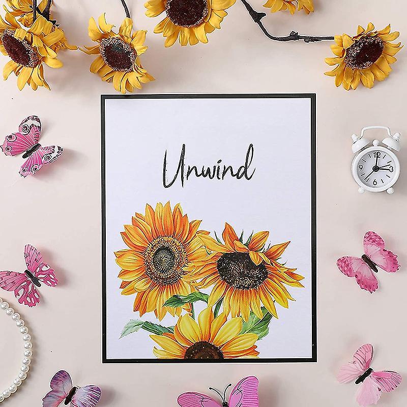 6 Pieces Sunflower Bathroom Decor Relax Soak Unwind Wall Painting Art