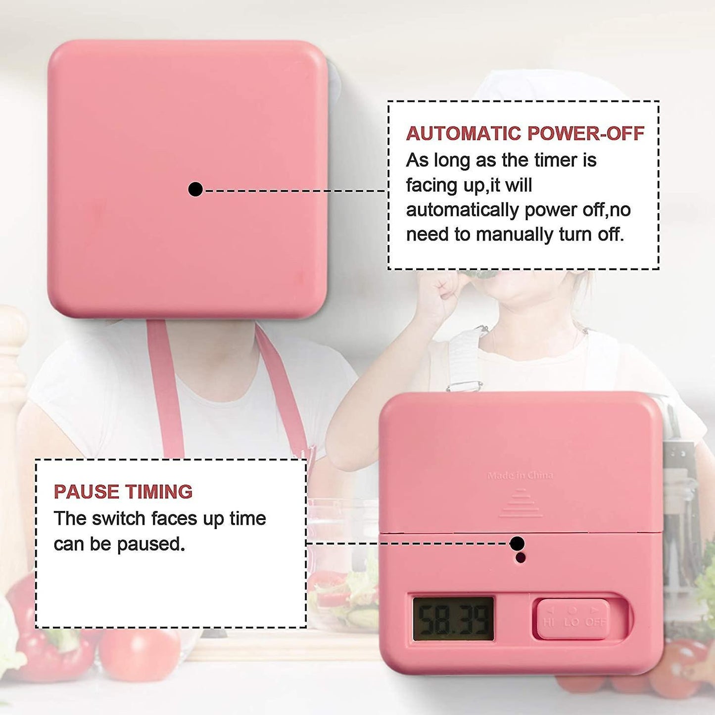 Time Cube-timer Kitchen Timer Gravity Sensor for Meditation (pink)