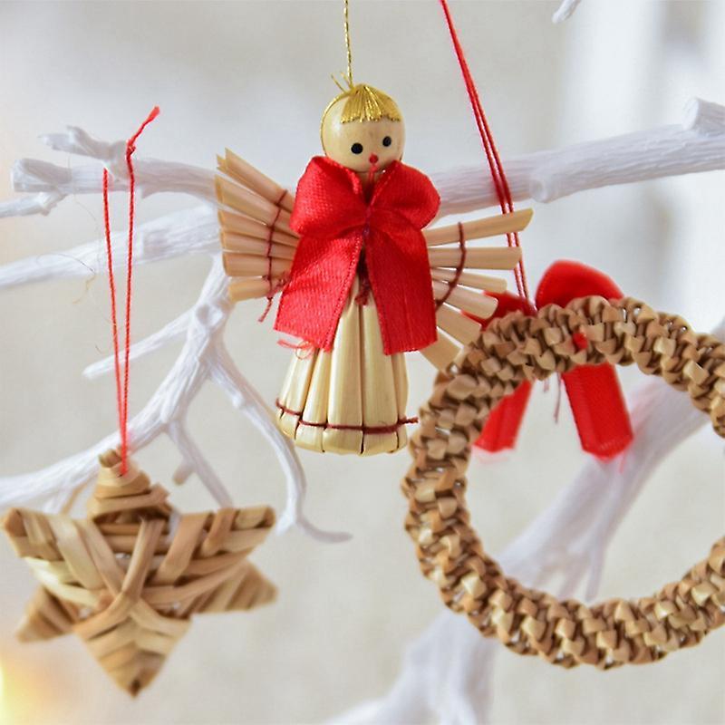 1set Christmas Straw Pendant Christmas Tree Ornaments B