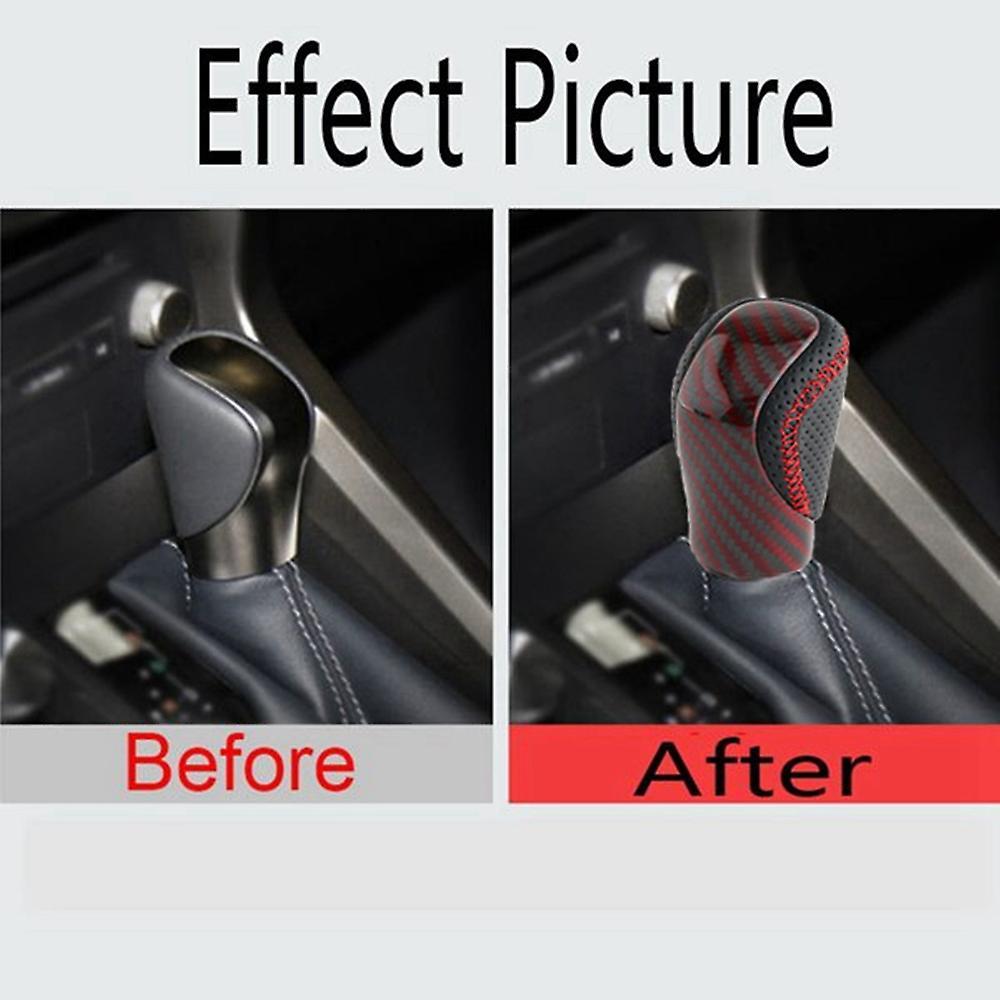 Car Carbon Fiber Red Pu Leather Gear Ball Head for Lexus Es Is Rx