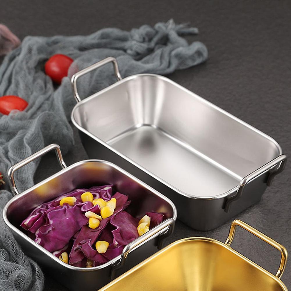 Stainless Steel Food Storage Tray Double Ears Fried Chicken Square, B